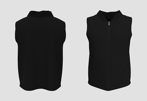 Sweater vest mockup in front and back views, 3 rendering, 3d illustration