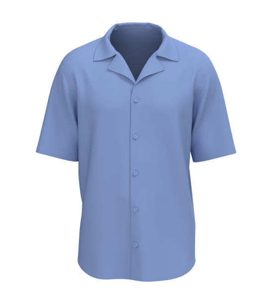 istock Short sleeve camp shirt mockup in front view 1307096793