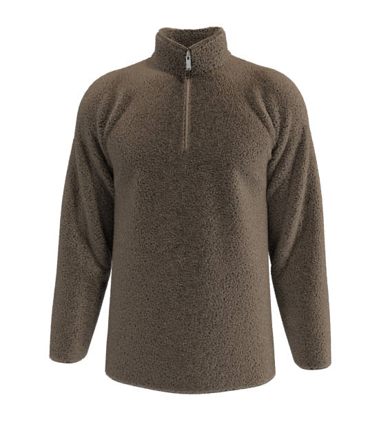 istock Brown fleece tracksuit top jacket with half zip design 1307097301