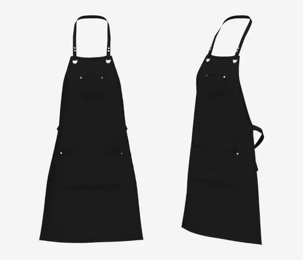 Blank aprons, apron mockup, clean apron, design presentation for print, 3d illustration, 3d rendering