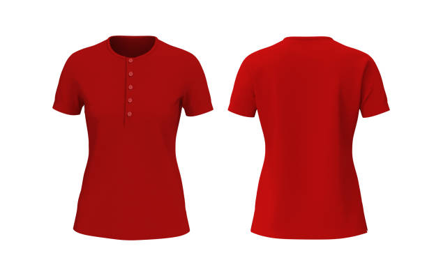 istock Blank henley t-shirt with short sleeve mockup, front view 1307097387