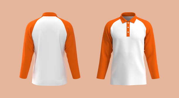 istock Long-sleeve raglan collared shirt mockup 1307097411