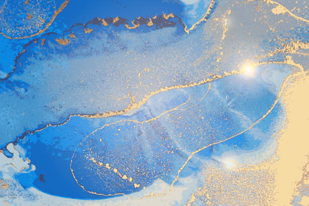 marineblau und gold muster mit textur aus marmor und funkelt - onyx stock-grafiken, -clipart, -cartoons und -symbole