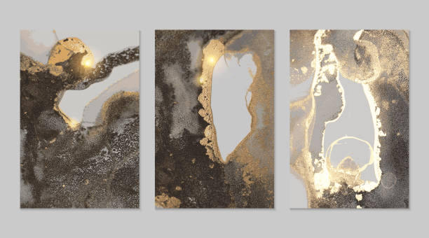 istock Set of templates for banner, poster design with gray and golden glitter pattern 1307098548