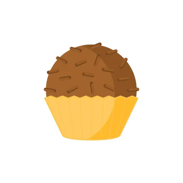 Vector illustration of Brazilian sweet Brigadeiro with chocolate sprinkles