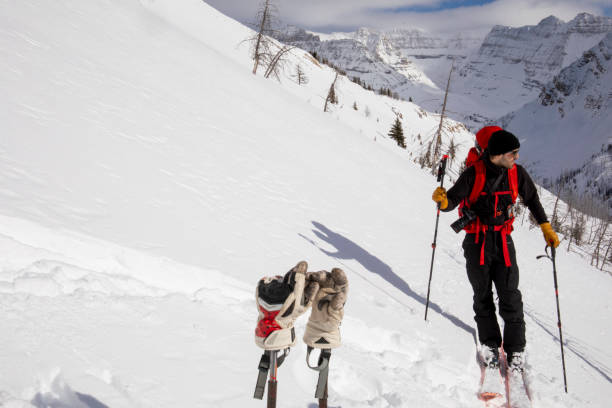 istock Backcountry skier takes a break from climbing up mountain 1307104106