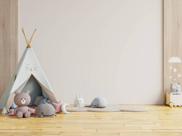 istock Children's playroom with tent and table sitting white wall,doll. 1307111317