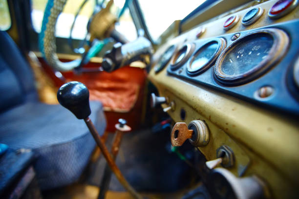 istock Old dashboard of a Russian SUV car 1307111980