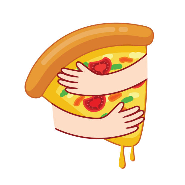 피자 아이콘 디자인을 포용합니다. - bad habit illustrations stock illustrations