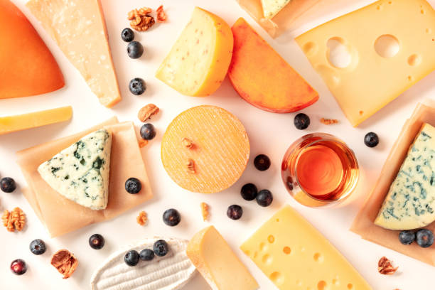 istock Cheese and wine, overhead flat lay shot 1307132917