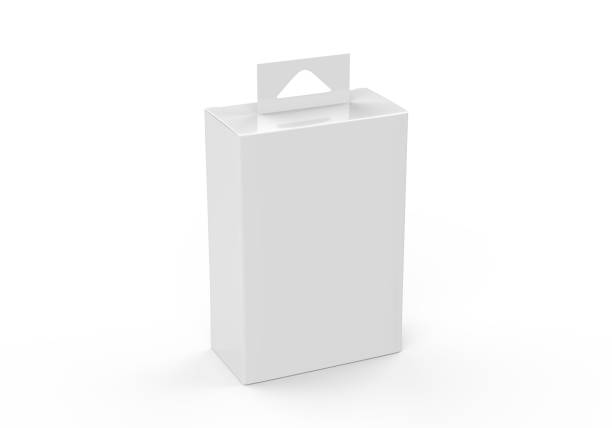 istock Blank paper box packaging with hang tab, mockup template on isolated white background, ready for design presentation, 3d illustration 1307138989