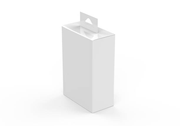 istock Blank paper box packaging with hang tab, mockup template on isolated white background, ready for design presentation, 3d illustration 1307139000