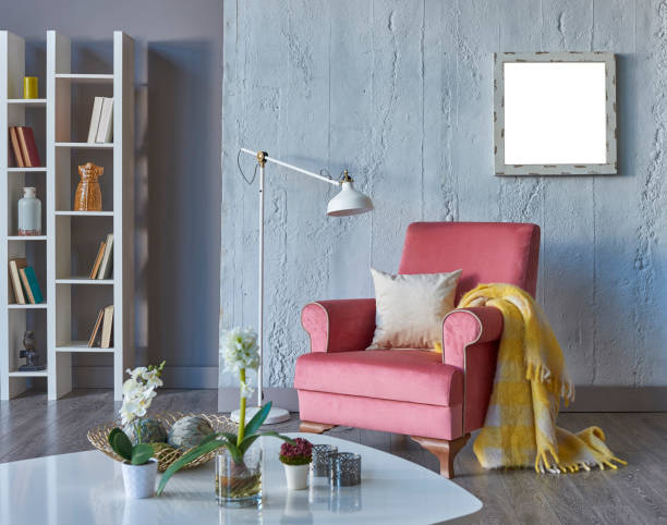 istock pink armchair reading corner 1307139999