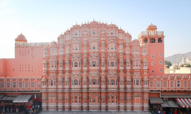 Hawa Mahal, the Palace of Winds, Jaipur pink city in Rajasthan, India stock photo
