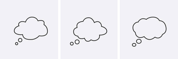 Bubble think Icons set. Cloud line balloon. Bubble think Icons set. Cloud line balloon. Vector illustration thought bubble stock illustrations