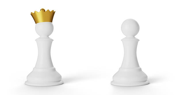 istock Chess pawn in a golden crown isolated on white 1307147829