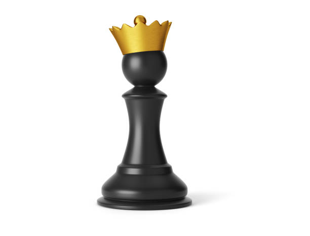 istock Chess pawn in a golden crown isolated on white background 1307147884