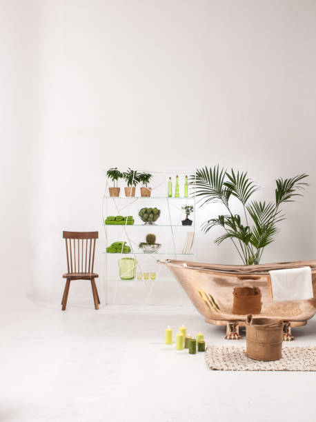 istock luxury bathroom interior decoration with bath tub 1307149786