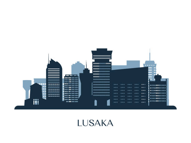 Lusaka skyline, monochrome silhouette. Vector illustration. Lusaka skyline, monochrome silhouette. Vector illustration. zambia stock illustrations