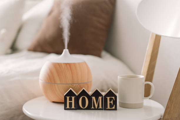 istock Aroma oil diffuser on chair against in the bedroom. 1307151699