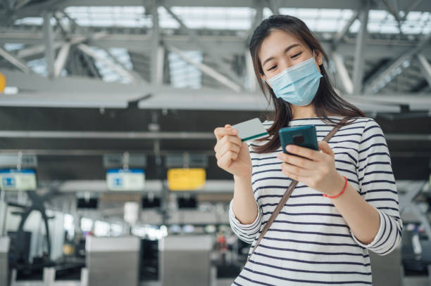 istock Re booking with credit card and online reservation after flight cancel 1307154009