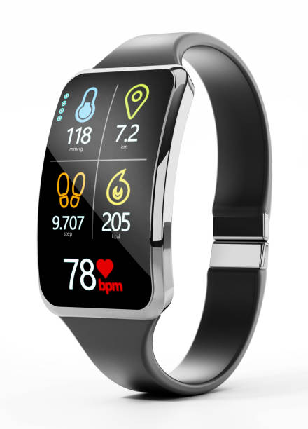 Health monitoring information on generic smartwatch screen Health monitoring information on generic smartwatch screen. pedometer photos stock pictures, royalty-free photos & images