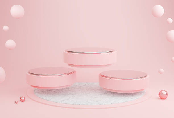 istock Mockup podium On a pink background display for Cosmetic products presentation. 1307154497