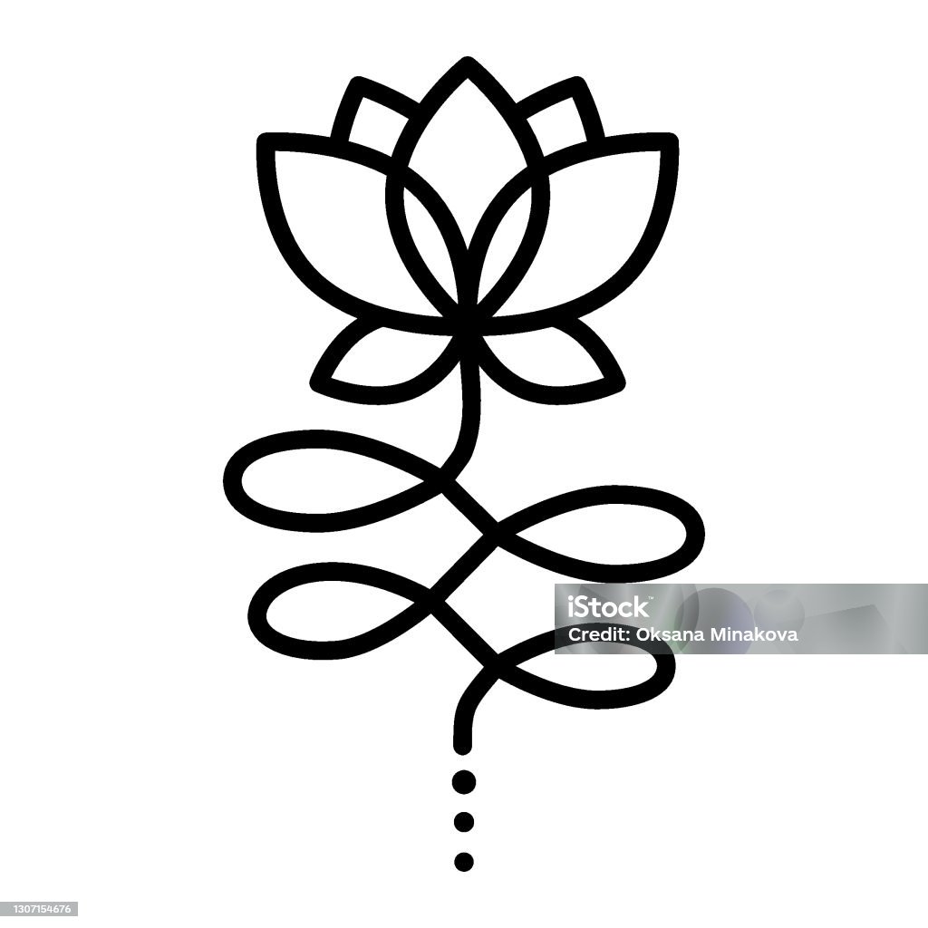 Outline Unalome Lotus Black Flower Isolated On White Background Sacred Buddhist  Floral Symbol Yoga Studio Logo Design Tattoo Design Hindu Style Vector  Illustration Stock Illustration - Download Image Now - iStock