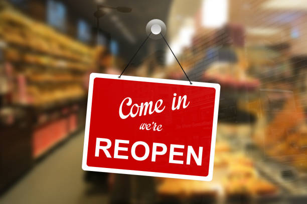 istock Reopening open sign isolated 1307156977