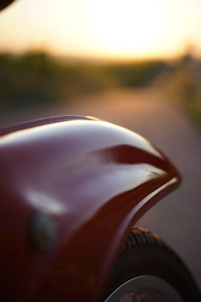 istock Shiny moped in front of a beautiful Sunset in Germany 1307157881