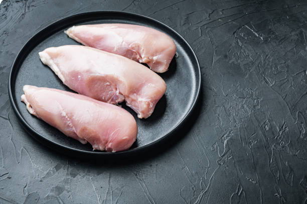 istock Chicken uncooked meat, on black background  with copy space 1307160687