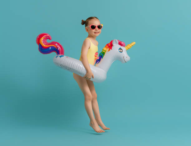 Happy child wearing swimsuit
