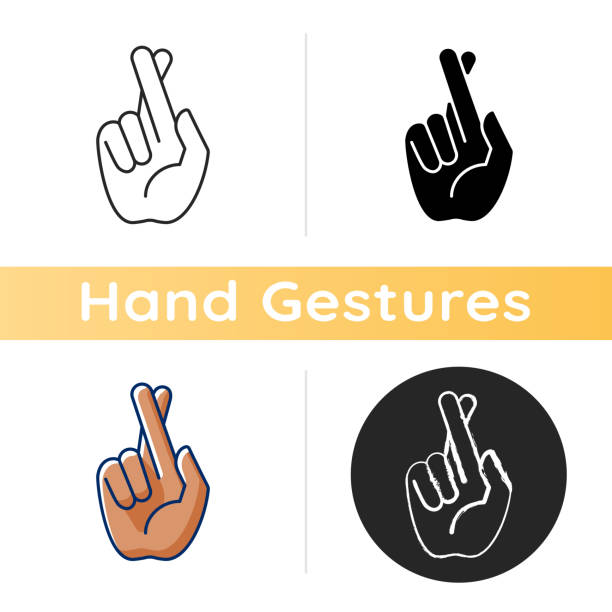 illustrazioni stock, clip art, cartoni animati e icone di tendenza di icona delle dita incrociate - luck clipping path human finger outline