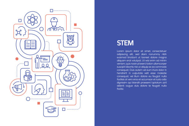 STEM Education Concept, Vector Illustration of STEM Education with Icons STEM Education Concept, Vector Illustration of STEM Education with Icons stem research stock illustrations