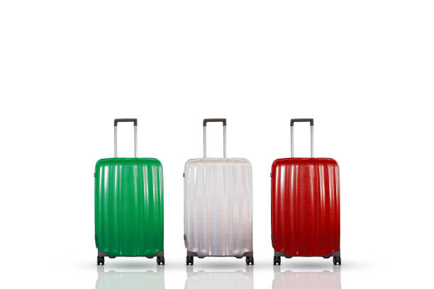 istock Three colored suitcases representing the Flag of Italy. 1307179020