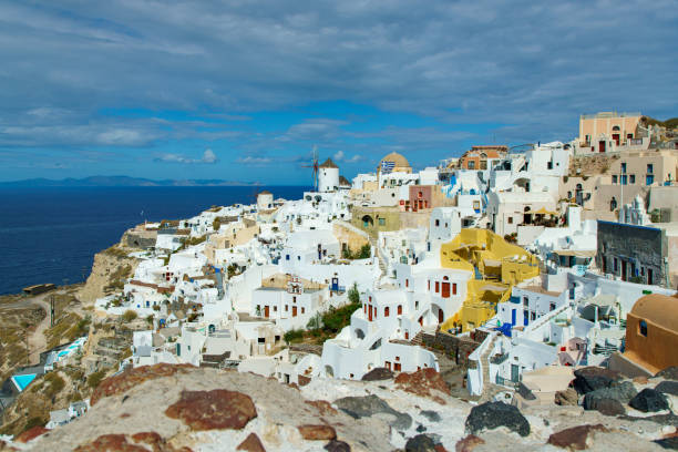 Idyllic village Oia (Ia) on Santorini island, Greece.