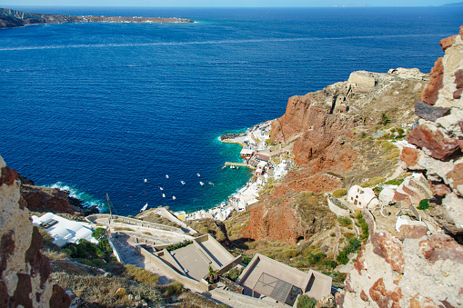 Idyllic Ammoudi bay on Santorini island, Greece.