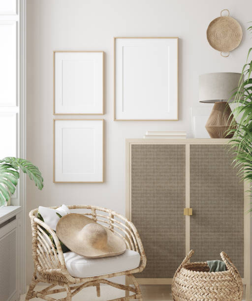 istock Mockup frame in interior background, room in light pastel colors, Scandinavian style 1307184070
