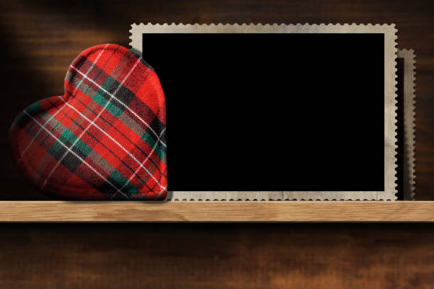 Empty Old Vintage Photo Frames and a Fabric Heart Shape