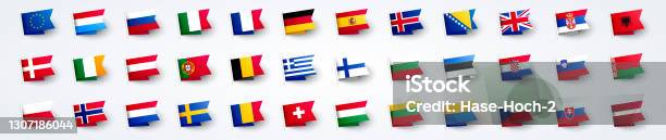 Vektör Illüstrasyon Dev Avrupa Bayrağı Avrupa Ülke Bayrakları Ile Ayarlanır Stok Vektör Sanatı & Bayrak‘nin Daha Fazla Görseli