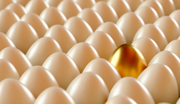 istock One gold egg among the usual ones. 3D rendering illustration. 1307189550