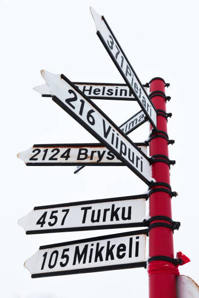 istock Signpost with distances to Finnish cities 1307192413