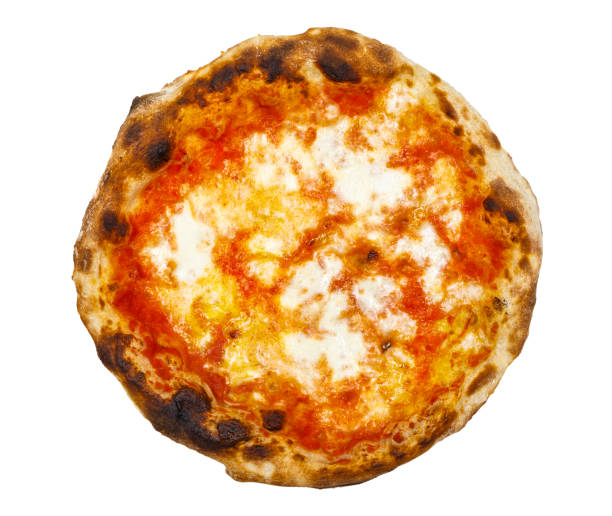 Italian Neapolitan Pizza Margherita tomato and mozzarella cheese isolated on white background