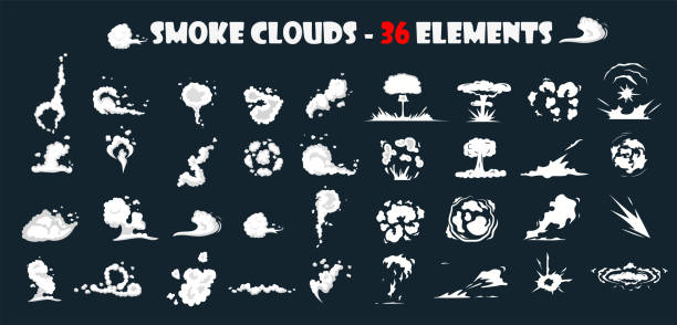 Explosion effect. Dust smoke cloud. Comic smoke. Smoke puffs vfx, energy explosion effect. Bomb dynamite detonators. Smoke clouds, puff, mist, fog effects template. Vector isolated illustration Explosion effect. Dust smoke cloud. Comic smoke. Smoke puffs vfx, energy explosion effect. Bomb dynamite detonators. cumulus clouds drawing stock illustrations