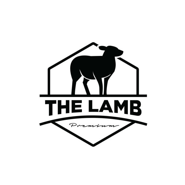 простой минимальный черный фермы овец голову на кольцо значок значок вектор иллюстрации изолированный дизайн фона - lamb animal farm cute stock illustrations