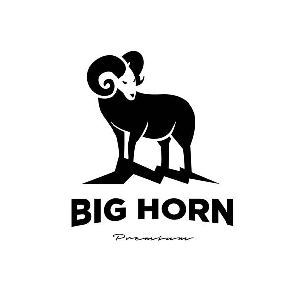 große horn widder, ziege, schafe, lamm-symbol-silhouette - säugetier, tier vektor abzeichen vektor illustration design für unternehmen, sport, team-symbol-design - bighorn sheep stock-grafiken, -clipart, -cartoons und -symbole