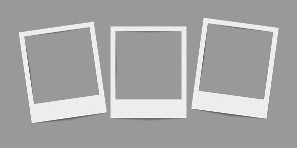 Vector realistic blank instant camera photo frames