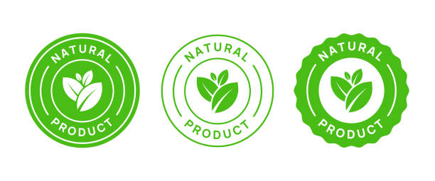 ilustrações, clipart, desenhos animados e ícones de sinal de círculo do ícone do vetor do produto natural. emblema de comida saudável. crachá de comida orgânica. - 100 organic