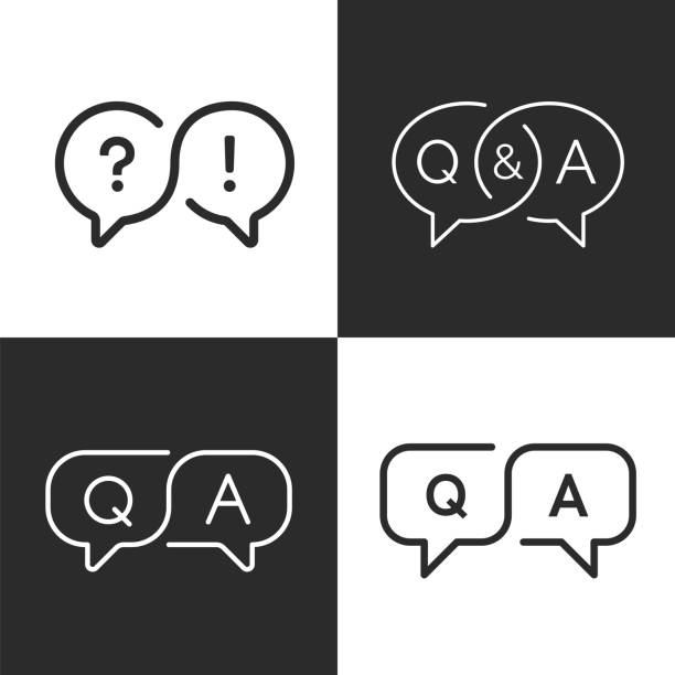 FAQ, question and answer icons set. Q and A speech bubble sign. FAQ, question and answer icons set. Q and A speech bubble sign. q and a stock illustrations