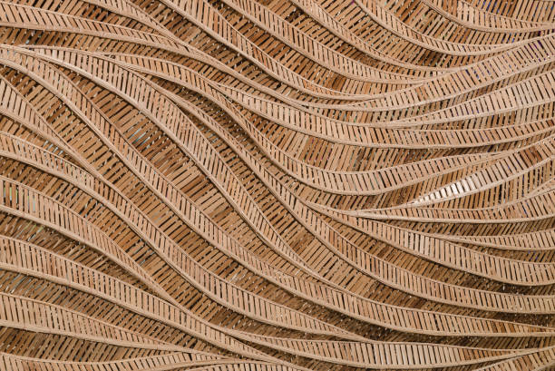 modern style pattern nature background of wave brown handicraft weave texture bamboo surface for decorative wall
